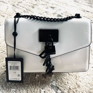 DKNY White Shoulder Bag with Black Accents